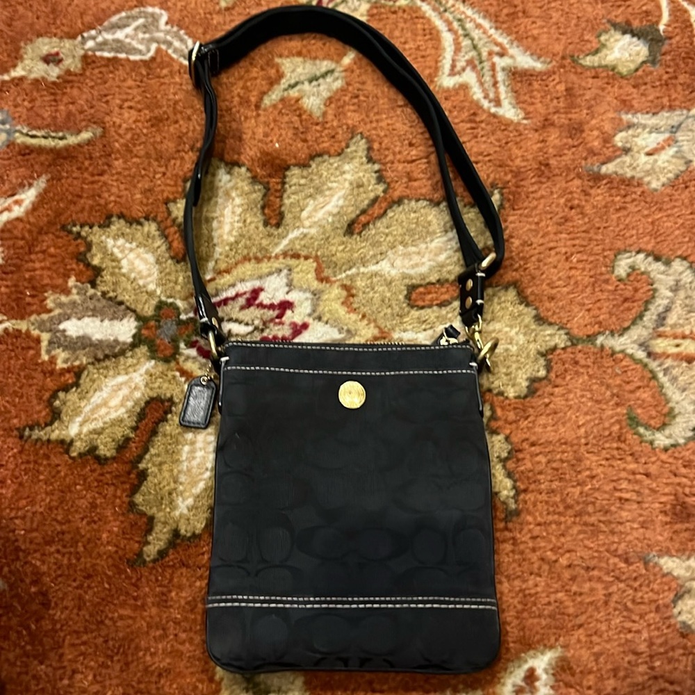 Coach signature cloth crossbody bag